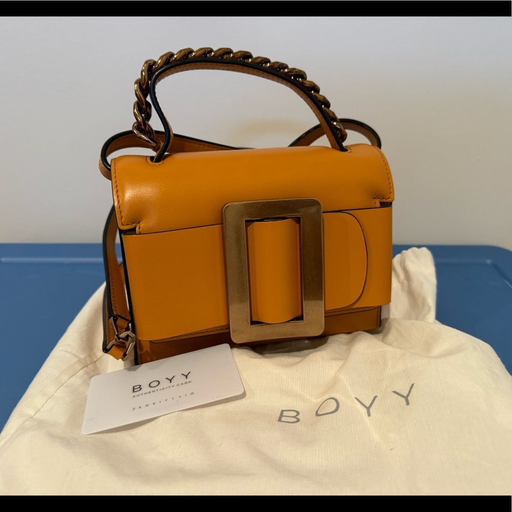 BOYY Fred Leather Shoulder Bag in Mustard yellow